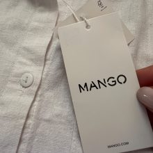 شومیز ساده لینن وارداتی برند منگو سفید کد 05-1