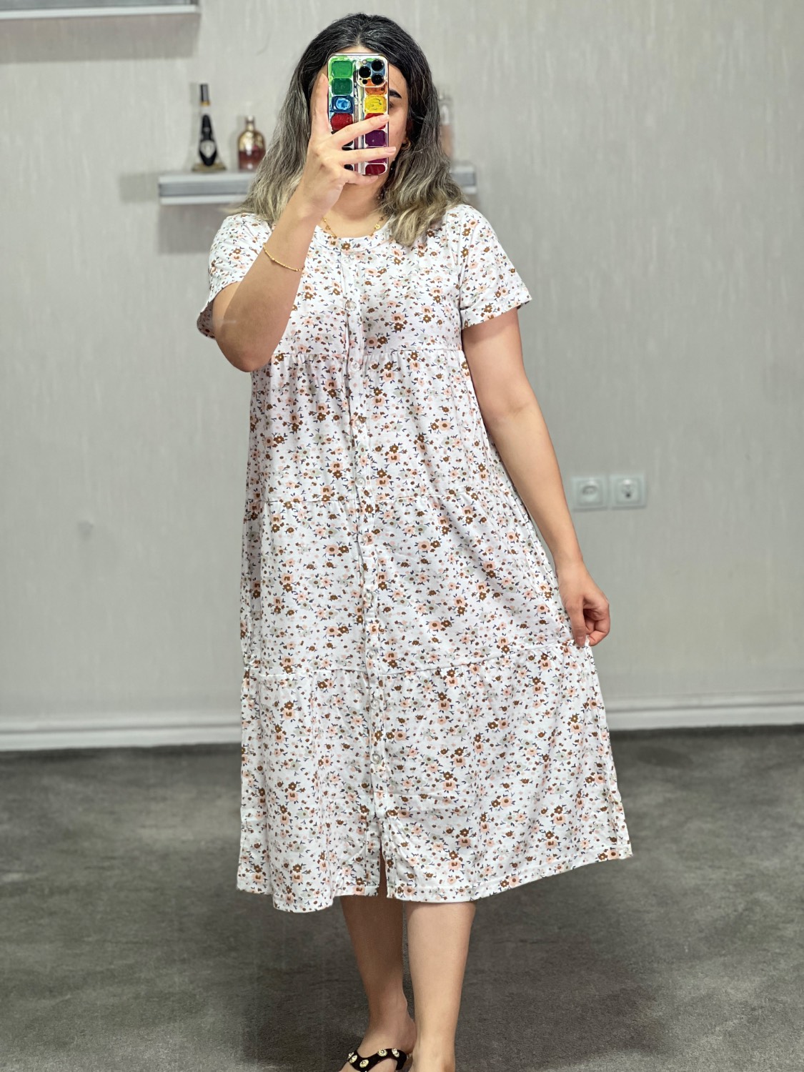 پیراهن ساحلی جلودکمه کامل برند h&m کد D05