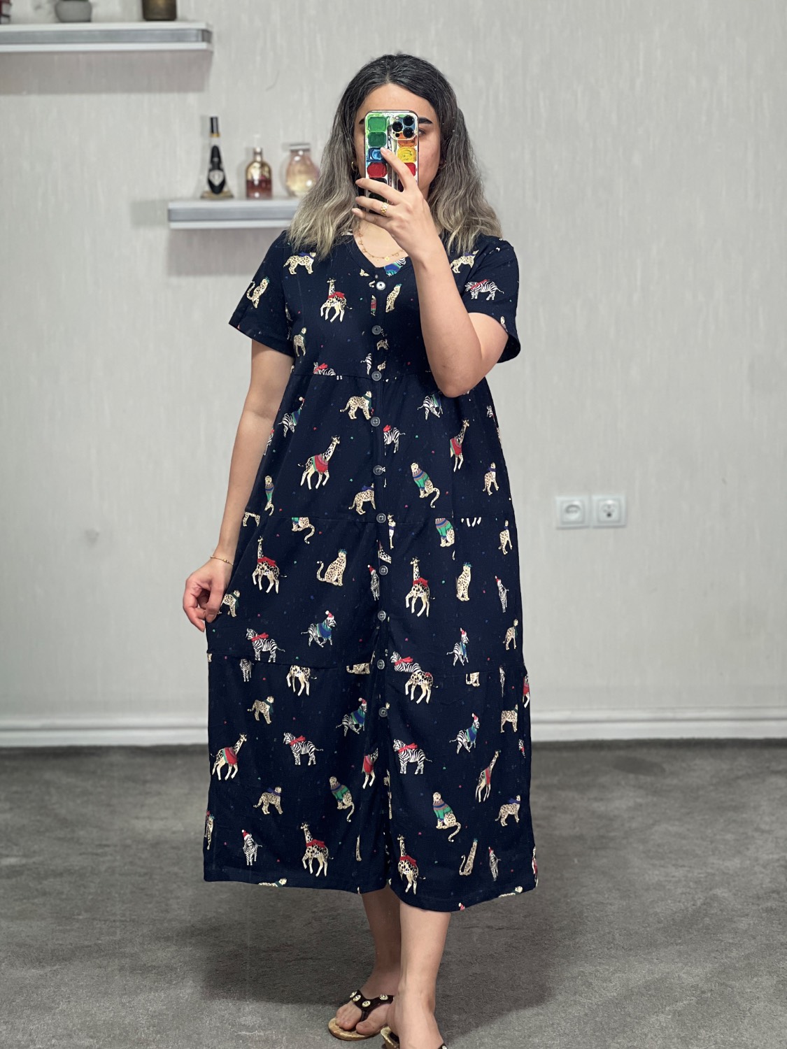 پیراهن ساحلی جلودکمه کامل برند h&m کد D03